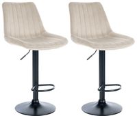 set de 2 taburetes de bar toni en terciopelo crema 50x495x91 cm
