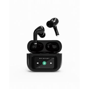 Auriculares Gembird TWS-LCD-ANC-01-BK inalámbricos Bluetooth con Cancelación Activa de Ruido, micrófono y estuche LCD, negros