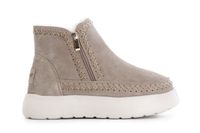 botin de mujer con doble cremallera en ante taupe