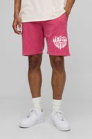 pantalon corto regular de tela jersey destenida con estampado grafico limited de corazon rojo
