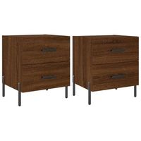 pack 2 uds mesita noche  mesa auxiliar  mesilla madera ingenieria marron roble 40x35x475 cm