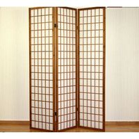 biombo de 3 paneles en madera marron y papel de arroz 175x132cm par06041