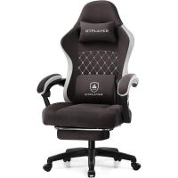 silla gaming gtplayer marron con soporte lumbar reposapies y tejido transpirable