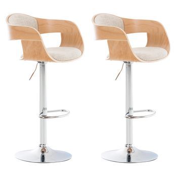 Set De 2 Taburetes Kingston En Tela Natural/crema 48x50x88 Cm Clp