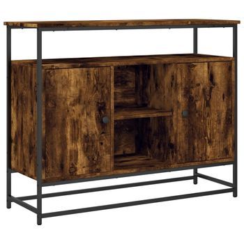 Aparador De Madera De Ingeniería Roble Ahumado 100x35x80 Cm Vidaxl