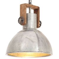 lampara colgante industrial 25 w plateada redonda 30 cm e27 vidaxl