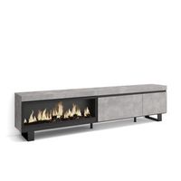 mueble tv  television  muebles de salon almacenaje  237x57x35 cm  para tv gran formato  chimenea electrica xxl  diseno industrial  estilo moderno  cemento