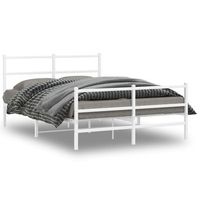estructura cama sin colchon con estribo metal blanco 140x190 cm vidaxl