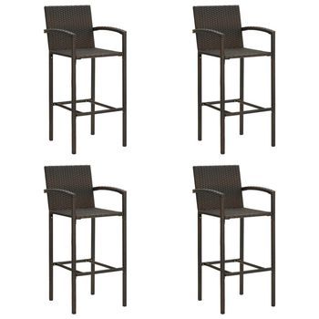Taburetes De Cocina 4 Unidades Ratán Sintético Marrón Vidaxl