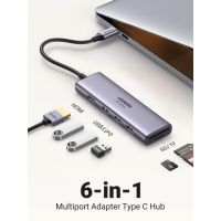 hub usb-c ugreen cm511 5gbps 5 puertos hdmi 4k lector sdmicrosd gris