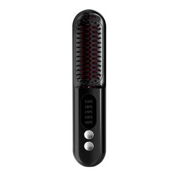 Cepillo Eléctrico Alisador De Iones Negativos Con 5 Ajustes De Temperatura De 130 °c A 210 °c. 4,5x4,5x21 Cm. Color: Negro