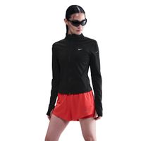 nike swift half-zip camiseta de running mujeres-negroplateado