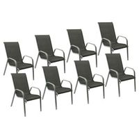 pack de 8 sillas marbella en textileno gris aluminio gris