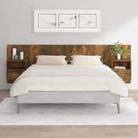 cabecero de cama  panel de cabecera con mesitas madera contrachapada roble ahumado cfw613358