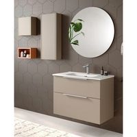 mueble de bano suspendido con lavabo ceramico  2 cajones con cierre amortiguado y organizador  60 cm - cromo brillo - moka mate