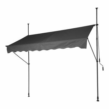 Toldo Ajustable De Poliéster Gris 250 X 120 Cm