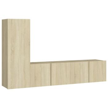 Juego De Muebles De Salón 3 Piezas Roble Sonoma Vidaxl