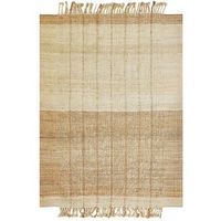 alfombra de yute beige claro 160 x 230 cm hecho a mano borlas dormitorio karkin