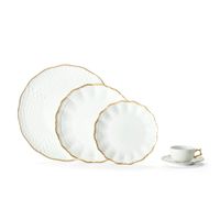 plato de canape x6 porcelana blancooro