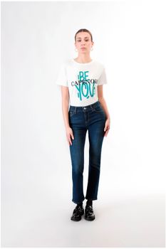 vaqueros ajustados de mezclilla medium darck blu