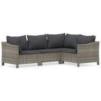 conjunto de muebles de jardin 4 uds  mesa y sillas y cojines ratan sintetico gris