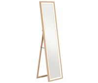 homcom espejo de cuerpo entero con luz led 160x40 cm espejo de pie espejo de pared con iluminacion de 3 colores tactil inteligente funcion de memoria y soporte para salon dormitorio roble