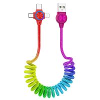 cable de resorte usb-a a iptype-cmicro usb 3 en 1 de carga rapida y transmision de datos de nucleo de cobre de 1 m de