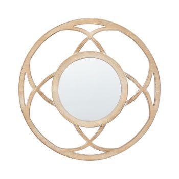 Espejo Decorativo Redondo Moderno Para Pared Ø 60 Cm Hecho A Mano Marrón Claro Iztapalapa