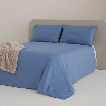 Funda Nórdica Noa 100% Percal Algodón 200 Hilos Azul  Cama 180