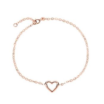 Pulsera de corazón para mujer en oro rosa 14 quilates