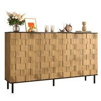aparador - almacenamiento - tablero de particulas y metal - natural y negro 160x35x805cm