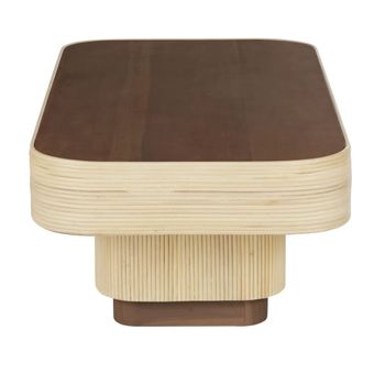 Mesa de centro de madera de caoba y cálamo, L. 135 cm