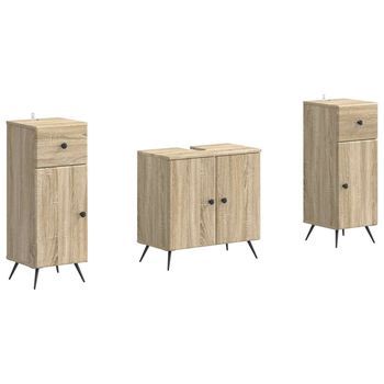 Juego De Gabinete De Baño De 2 Piezas Breda Roble Sonoma Vidaxl