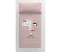 colcha bouti reversible unicorn pink 180x260 cm
