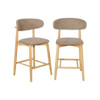 taburete de bar de madera de hevea natural y tela de chenilla set de