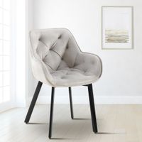 silla de comedor con reposapies en terciopelo gris