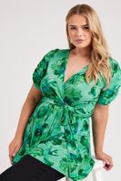 yours london top cruzado verde estampado floral mujer curvy y tallas grandes yours london