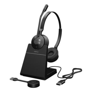Auriculares Jabra Engage 55 SE inalámbricos DECT para oficina con micrófono y cancelación de ruido, negros