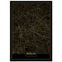 panorama cuadro de aluminio mapa oro de berlin 70x100 cm