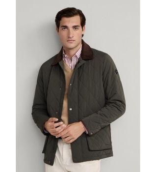 Hackett London para hombre. HM4000067 Chaqueta Quilted Jkt verde (L), Casual, Poliéster