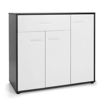 Costway Aparador de 3 Puertas de Piso Buffet Moderno con Dispositivo Antivuelco y Estante Ajustable para Cocina Comedor Entrada 88 x 40 x 80 cm