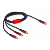 cable de carga usb 3 en 1 delock usb type-c a 3 x usb type-c 1 m negrorojo