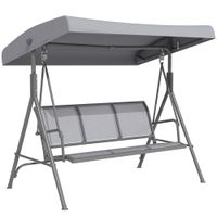 outsunny columpio balancin jardin de 3 plazas con techo parasol ajustable respaldo transpirable y marco de acero 175x118x159 cm gris   aosom espana