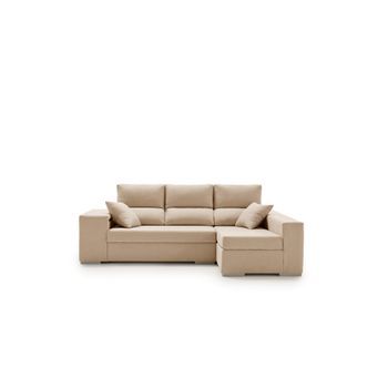 Sofa Chaiselongue Con Gran Puff Esmeralda Beige Derecha