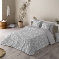 sandal - funda nordica estampada cama 150 - algodon extrasuave - incluye  1 o 2 fundas de almohada - soft leaves gris