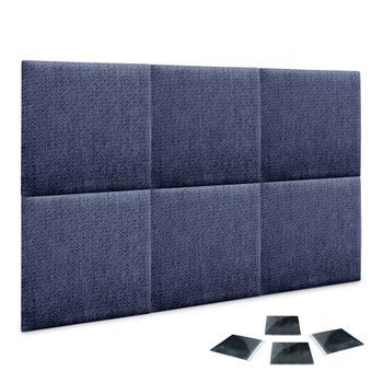 Dhome Juego De 6 Paneles Tapizados De Tela De Lujo Pack Autoadhesivos Para Pared Acústicos Absorbentes Protección (silver Marine, 50x30cm, X6)