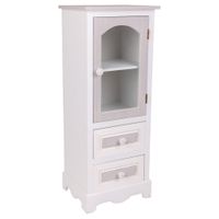 vitrina de madera de 2 cajones y 1 puerta 32x26x80 blanco
