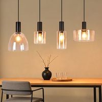 lampara colgante de cristal de 4 luces estilo industrial vintage casquillo e27 altura regulable para salon y comedor zmh