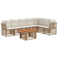 conjunto de sofas de jardin 8 uds natural y crema vidaxl