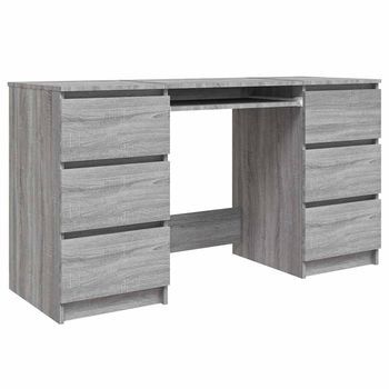 Escritorio De Madera Contrachapada Gris Sonoma 140x50x77 Cm